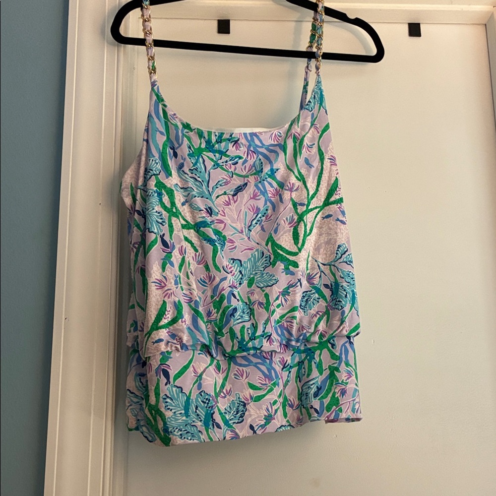 Lilly Pulitzer Green & Purple Floral Spaghetti-Strap Cami